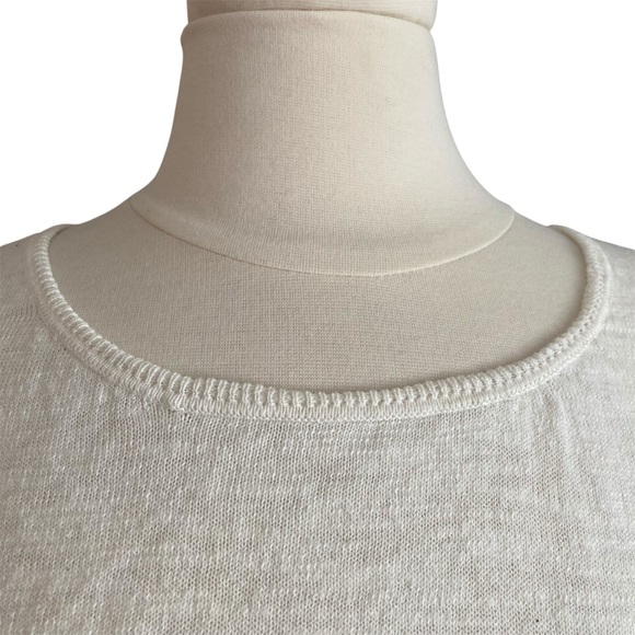 SANDRO | Hybrid Style Cream/WT Crew Neck Long Sleeve Pleated Back Sweater Sz 1/S - Picture 5 of 12